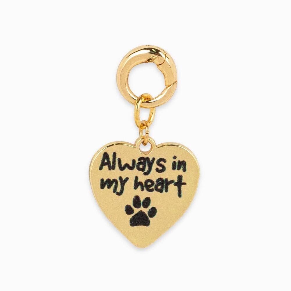 Gold Heart with Printed Dog Paw Jewelry Charm